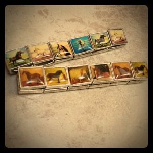 Vintage inspired horse photo bracelets.