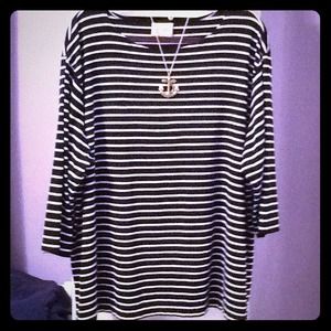 Price Cut: Women's navy & white striped knit top