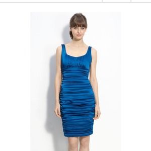 Ruched Stretch Satin Sheath Dress