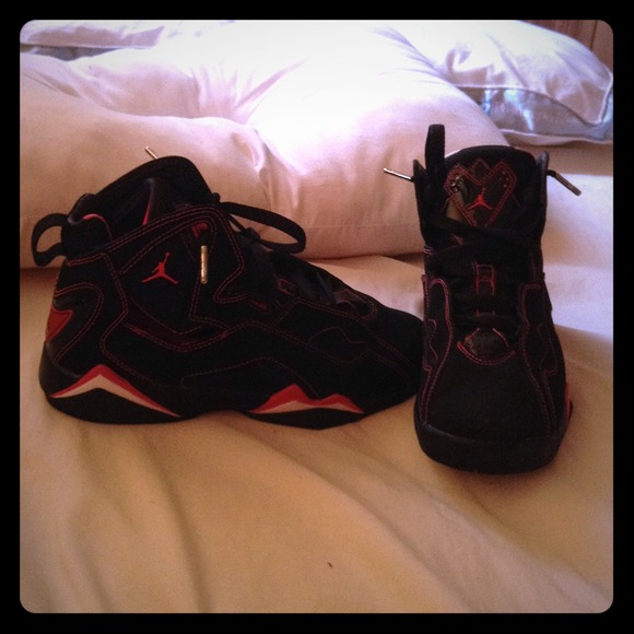 Pink and black jordans