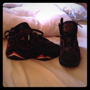 Pink and black jordans