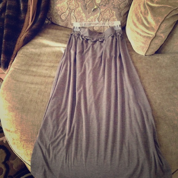 Long High Waisted Taupe/Brown Colored Skirt