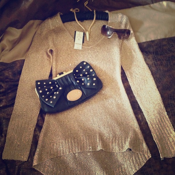 bebe Tops - Gold Bebe Hi Low Top
