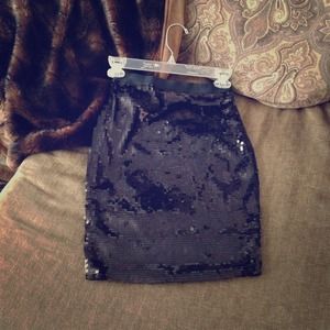 Black Sequin Pencil Skirt