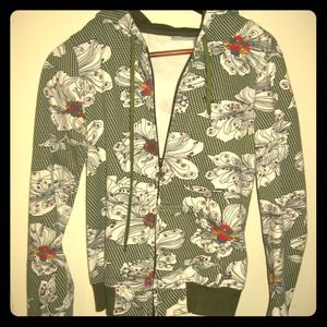 Green Floral Hoodie