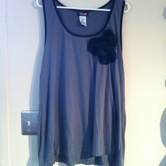 Gray and black rank top