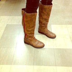 Madden Girl boots w/ red zipper