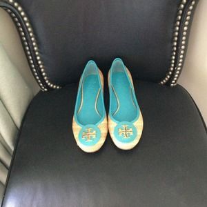Tory Burch Raffia Straw Reva Flat