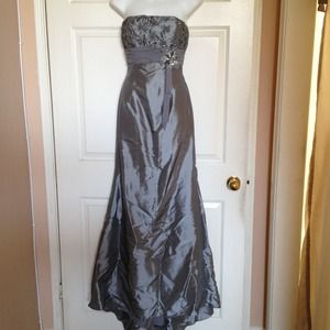 Metallic Gray Long Gown