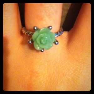 Mint green flower ring