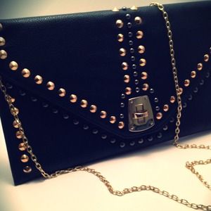 PRICE REDUCED! Envelope studded clutch with chain