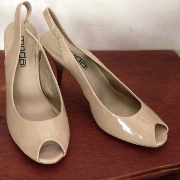 Nude sling backs