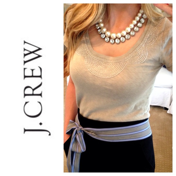 💢SOLD💢 J.Crew Beaded Scallop Neck Tee
