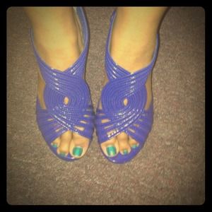 Blue Peep Toe Sandals