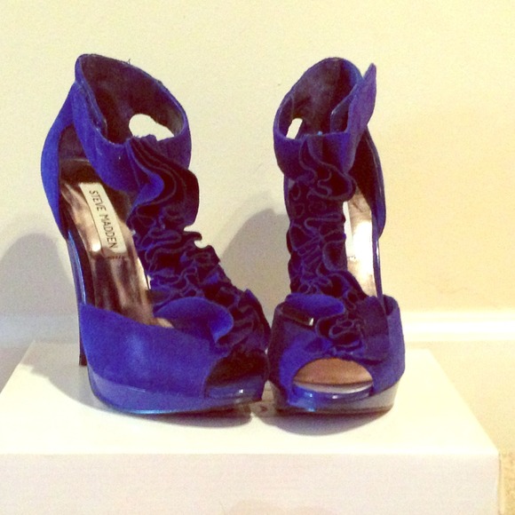 RESERVED Blue suede platform sandals
