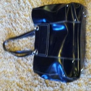 Large black leather purse