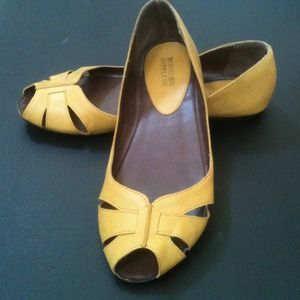 Mossimo Supply Co. Mustard yellow peep toe flats.