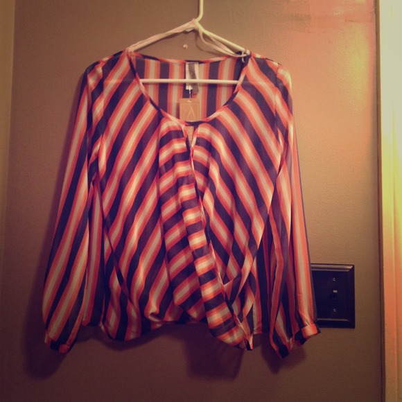 NWT Striped crossover blouse