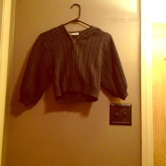 Cropped zip up sweater