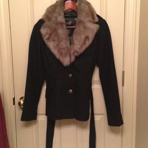 Belted faux fur ft jacket