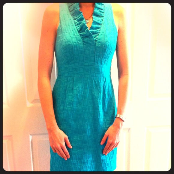 Turquoise sleeveless dress. Worn only one time!