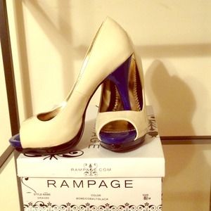 NEW Rampage bone/cobalt/black Gracee heels