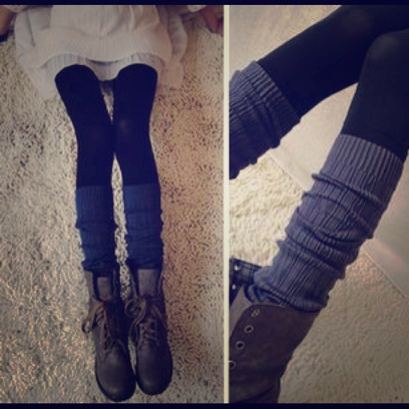 2 in 1 Korean fake socks on the black pantyhose