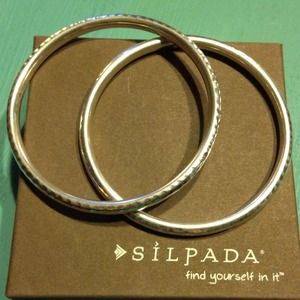2 Silpada solid hammered bangle bracelet