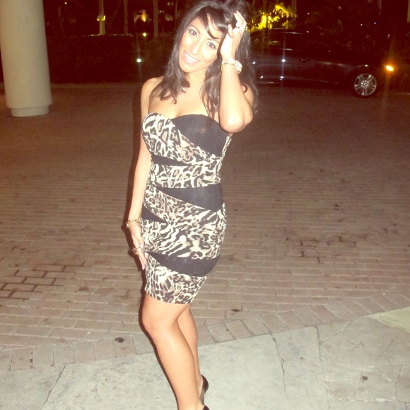 Strapless Sexy Cheetah Print Dress