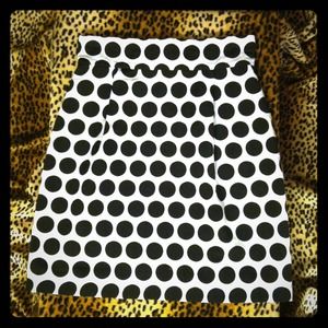 French Connection B/W Polka Dot High-Waisted Skirt