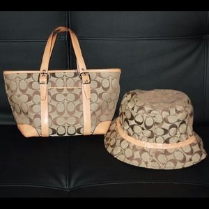 100% authentic pre-loved Coach tote and hat