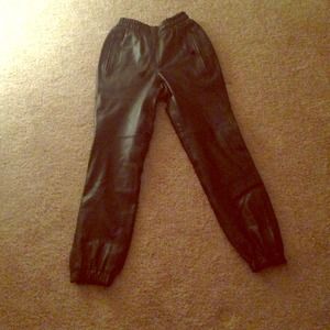 Leather sweat pants