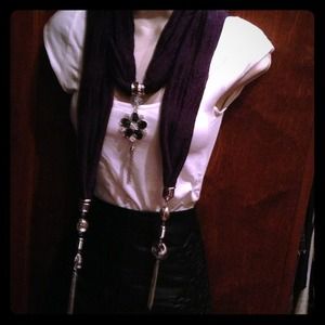 Mesh scarf with rhinestone and silver accents