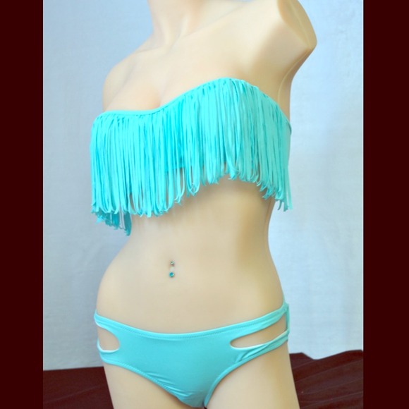 Tiffany Blue Fringe Bikini
