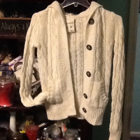 Aeropostale, knit sweater, cream, buttons