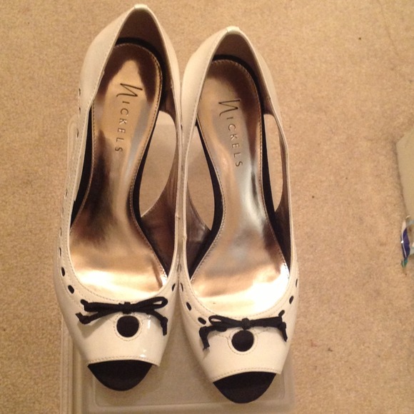 ***SOLD***White and Black Patent Leather Shoes