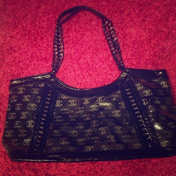 Chanel bag black silver