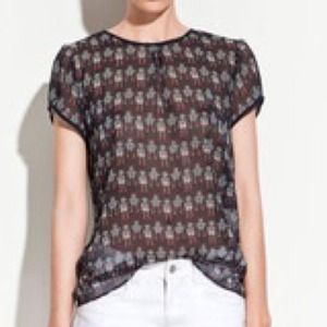 NWT Cute Zara Robot Print Sheer Top