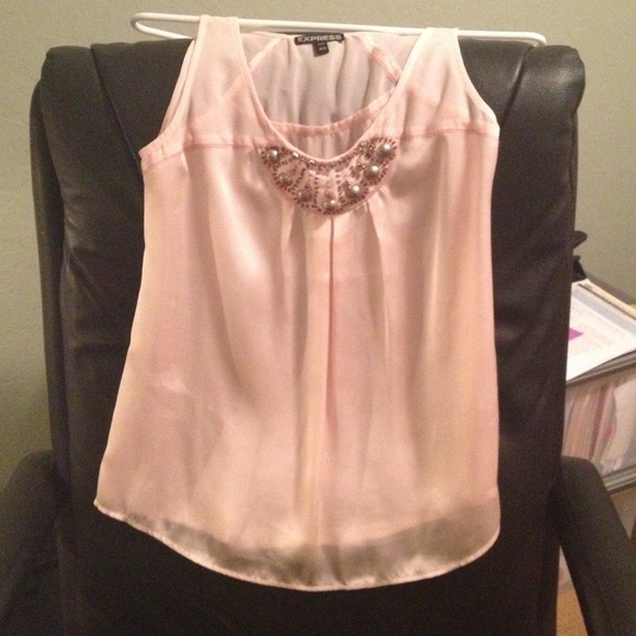 Silky pink embellished tank