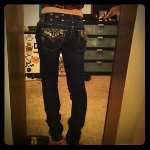 Miss me skinny jeans, 26/32 white stitching 💋