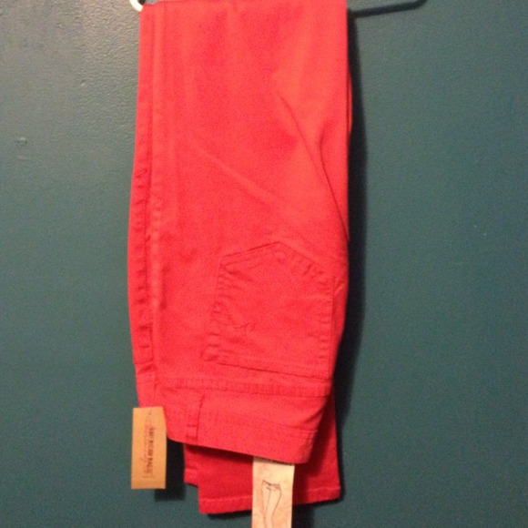 Orange skinny jeans