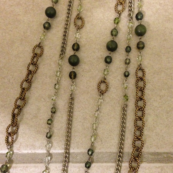 Green, silver, & gold (colored) layered necklace