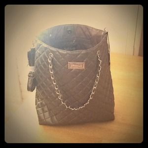 Silver quilted large purse