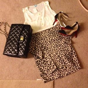 Sheer tank & leopard peplum pencil skirt bundle
