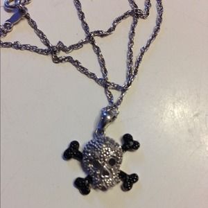 Sterling & diamond skull necklace on 16" chain