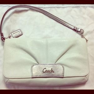 REDUCED Authentic Coach leather wristlet with flap
