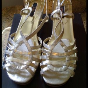 Reba gold and linen sandals