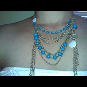 Goldstone & turquoise layered necklace