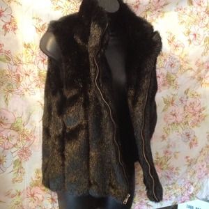 Black faux fur vest