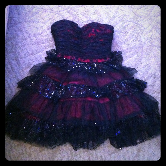 sexy red and black dress ChicSew Sexy Side Split Red and Black Long Party Prom Dresses Spaghetti Straps / Long Evening Prom Dresses / Prom gown, Red and Black